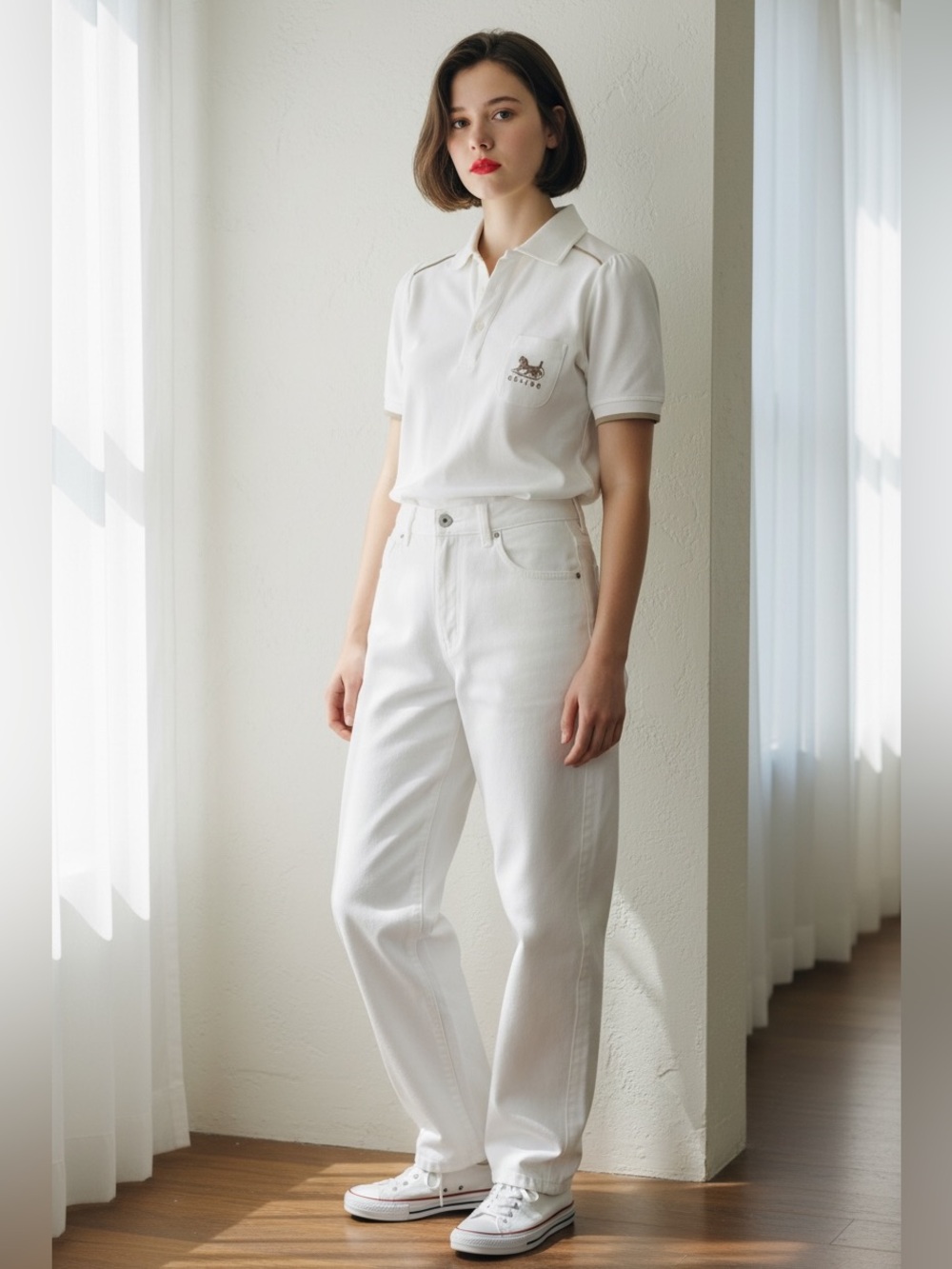 Celine White Logo Polo Label Detail